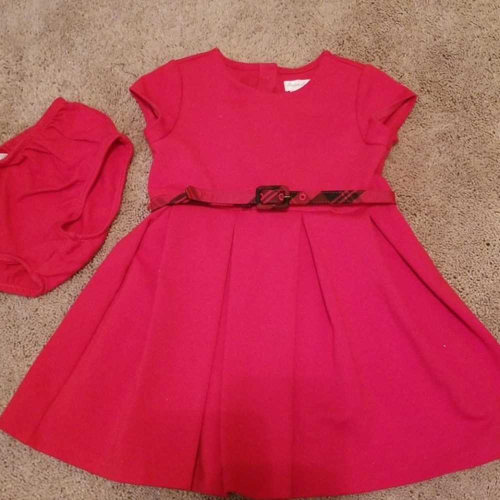 Beautiful red dress with plaid belt detail
